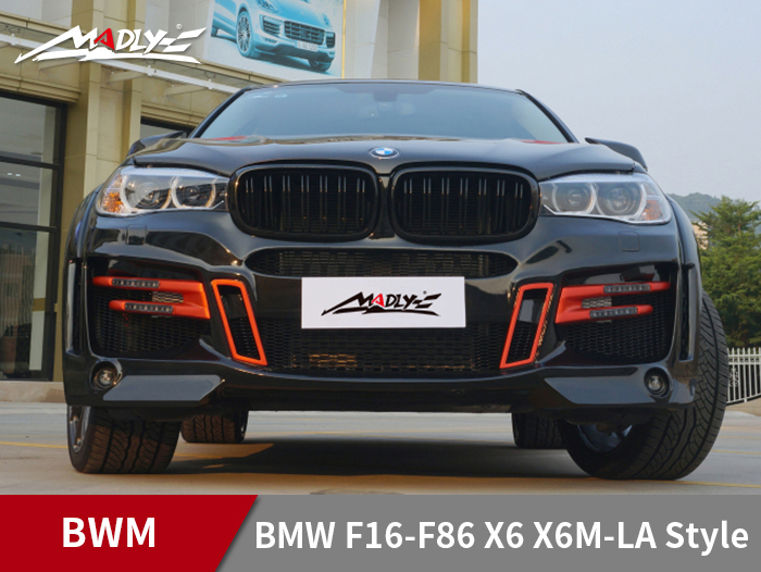 2015-2017 BMW F16-F86 X6 X6M-LA Style Wide body kits With Middle Four Hole Exhaust Tips Front bumper