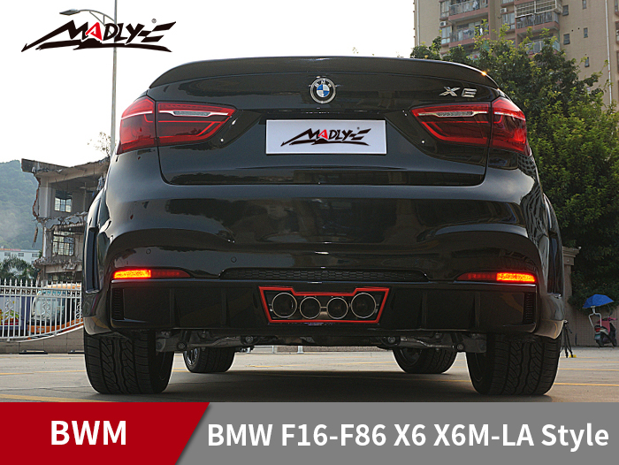 2015-2017 BMW F16-F86 X6 X6M-LA Style Wide body kits With Middle Four Hole Exhaust Tips Rear bumper