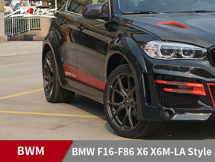2015-2017 BMW F16-F86 X6 X6M-LA Style Wide body kits With Middle Four Hole Exhaust Tips Fender flares