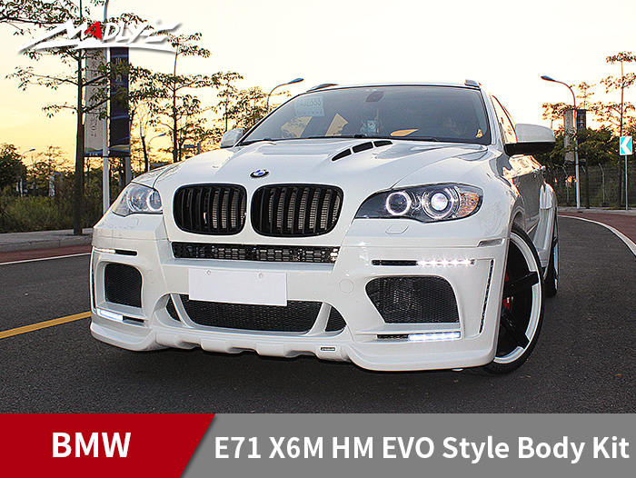 2008-2014 BMW E71 X6/X6M HM EVO-M style body kit With Middle Flat Exhaust Tips Front Bumper