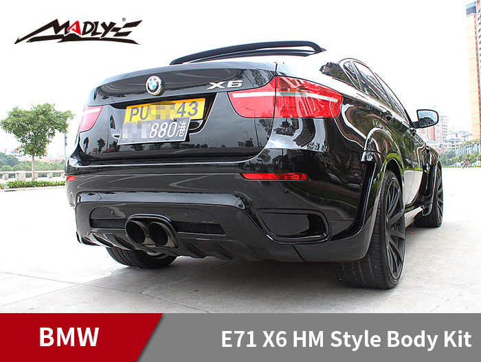 2008-2014 BMW E71 X6 HM Style Body Kits With Middle Round Exhaust Tips Rear Lip